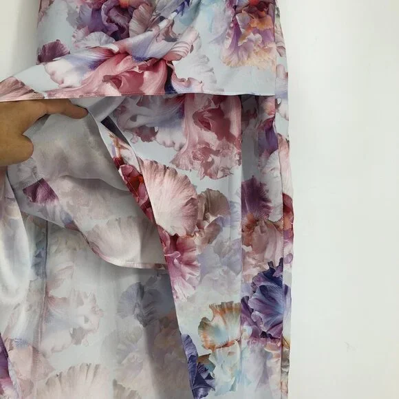 Ever New  Spring-Toned Multicolor Floral Lizzie drape thigh split midi skirt 2 - Picture 9 of 13